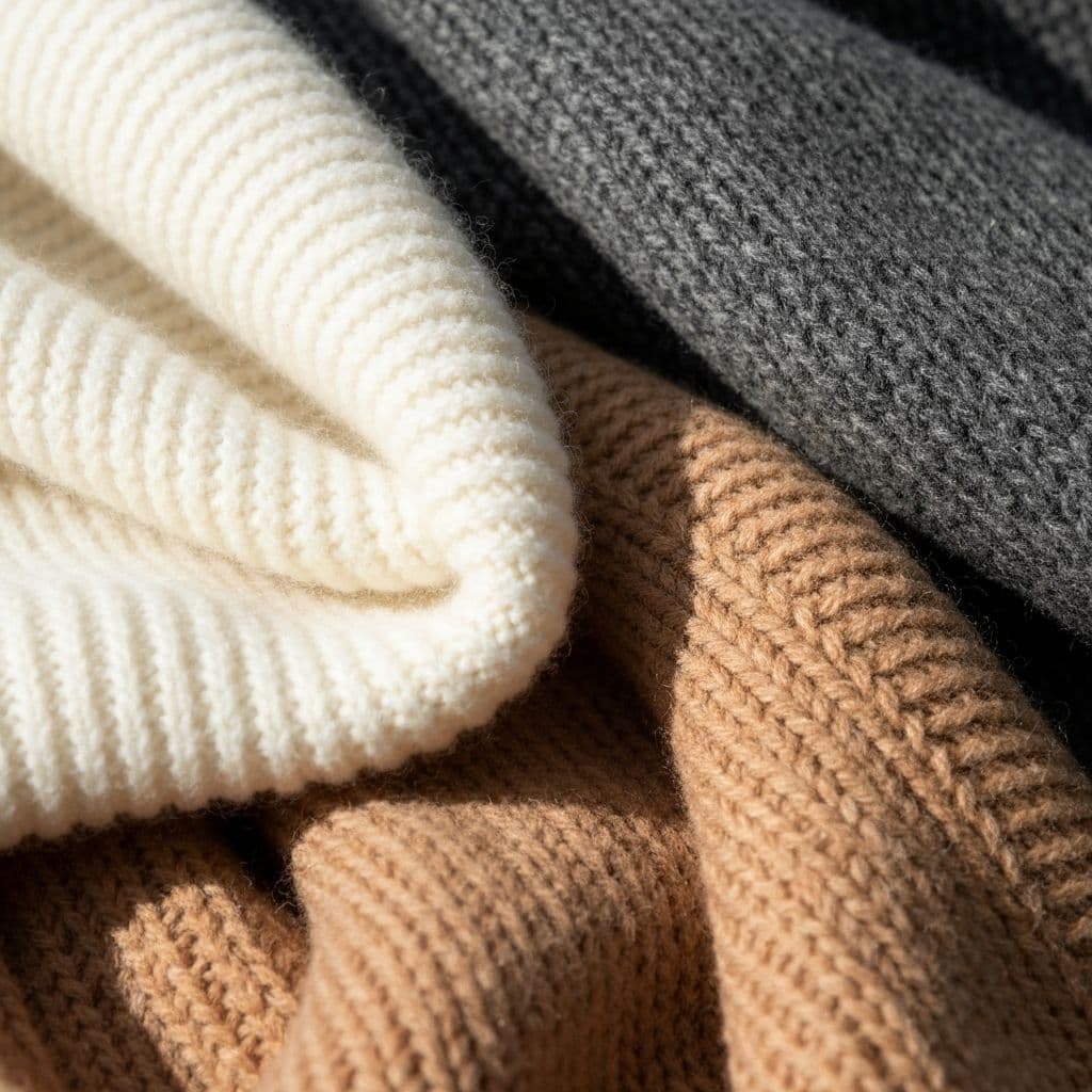 Luxurious knit textiles in natural tones